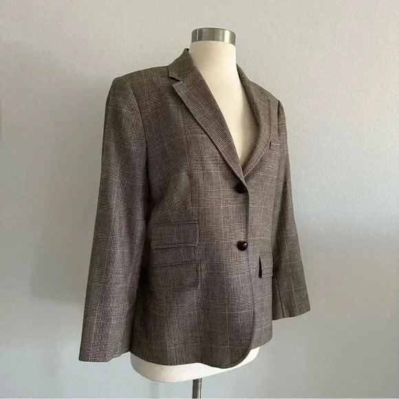 J. Crew Plaid 100% Wool Blazer Jacket Sz 12 - Picture 1 of 13